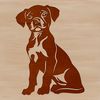 A sitting dog breed, the Boxer, depicted in vector form.