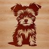 Small Yorkshire Terrier Silhouette A small dog sitting on its haunches with a sweet expression, rendered in vector graphics as an SVG file.