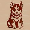 A vector illustration of a sitting husky dog with friendly eyes.
