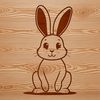 Vector illustration of a rabbit sitting on a grassy background, suitable for design projects.