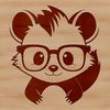 Cute Cartoon Skunk Character in Glasses A cartoon skunk character wearing glasses, designed as vector art for digital use.