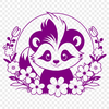 Wild Skunk Illustration in Floral Background A simple illustration of a skunk in a floral setting.