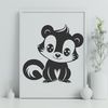 Free Skunk Clip Art Image An illustration of a skunk, a wild animal commonly found in North America.