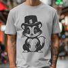 A cartoon skunk character wearing a hat, depicted in simple vector lines.