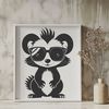Adorable Animal Vector Art A skunk wearing sunglasses in a playful pose, designed as vector art.