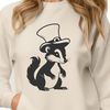 Striped Cutie Wearing a Chapeau A skunk illustration featuring a distinctive black and white striped animal wearing a hat.
