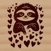 Sweet Sloth SVG Icon with Heart Decorations A cute sloth with heart symbols on its head, suitable for vector art and design projects.