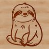 A simple line drawing of a sloth in a natural setting.