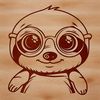 A cartoon sloth wearing glasses, depicted in vector format with clean lines and simple design.