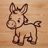 A simple line drawing of a standing donkey, suitable for digital cutting machines like Cricut.