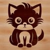 Whimsical Cat Silhouette A cute sitting cat illustrated as vector art.