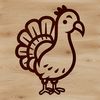 Cute Line Drawn Turkey Illustration A simple line drawing illustration of a cute cartoon turkey.