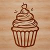 Whimsical Dessert Vector Graphic A colorful illustration of a single serving-sized cupcake on a white background.
