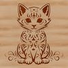 A sitting kitten with ornate details, suitable for personal or commercial use in vector art designs.