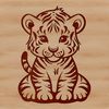 Colorful Tiger Silhouette Illustrative SVG vector art of a tiger sitting in a natural environment.