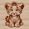 Vector Tiger Design A realistic illustration of a sitting tiger, depicted in vector format with detailed lines and textures.