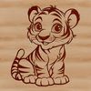 Cartoon Tiger Silhouette A cartoon tiger sitting on its haunches with big paws and whiskers, created as vector art.