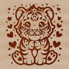 Heartful Tiger Cub A cute tiger cub sitting on its haunches, surrounded by heart symbols.