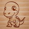 A simple illustration of a baby Tyrannosaurus Rex dinosaur from the prehistoric era.