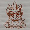 Cute Baby Triceratops Dinosaur Vector Graphic A baby triceratops dinosaur with glasses, depicted in vector format for easy editing.