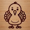 Simple line drawing of a cute turkey animal designed as vector art for various digital formats.
