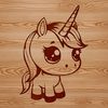 Colorful Unicorn Symbol SVG File A mythical creature with a horse-like body, a single horn protruding from its forehead, and colorful mane.