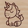 Simple SVG Unicorn Design A simple line drawing of a mythical creature with a single horn on its forehead.