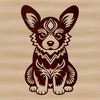 Adorable Sitting Welsh Corgi Breed Art A sitting Welsh Corgi breed of dog with ornate details.