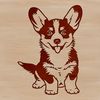 Adorable Welsh Corgi Silhouette A small, fluffy Welsh Corgi sitting on its hind legs.