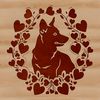 Heartful Hound with Love A loyal Welsh Corgi sitting in front of hearts.