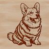 Welsh Corgi Silhouette in a Cozy Pose A digital depiction of a domesticated Welsh Corgi animal in a sitting position.