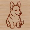 Simple Welsh Corgi Clip Art Illustration of a seated Welsh dog breed with minimal shading and bold lines.