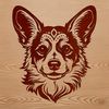 Welsh Corgi Portrait with Ornate Details A vector illustration of a Welsh Corgi's head with ornate details.