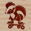 Cute Skunk on a Skateboard Illustration A stylized illustration of a skunk sitting on a skateboard.