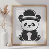 Panda Wear A simple line drawing of a panda bear wearing a hat in a minimalist style.