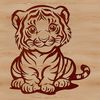 Cute Sitting Tiger SVG Graphic Design A cartoon-style illustration of a tiger sitting on its haunches, rendered as a vector graphic.