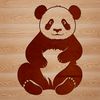 Cute Asian Black and White Bear Illustration A large, fluffy panda bear standing on all fours.