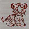 A sitting tiger in its natural habitat, depicted as a vector illustration.