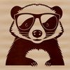 A cartoon badger with glasses on its head, depicted in a simple vector style.