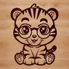 Glasses-Wearing Tiger Vector Art A sitting tiger with glasses, depicted as a vector illustration.