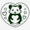 A close-up illustration of a wild animal possum with love hearts, suitable for graphic design.
