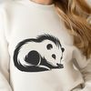 Relaxed Skunk Portrait SVG A skunk resting on its side in a naturalistic setting.