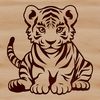 Big Striped Feline Vector A sitting big cat with stripes, typical of the wild animal species.