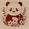 Panda in a Garden A digital illustration of a panda sitting among flowers.