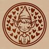Christmas Elf Character SVG Clip Art A cheerful Christmas elf character with heart symbols surrounding its body.