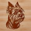 Vector Design Pet Portrait A small breed dog with a long, straight coat and erect ears, typical of the Yorkshire terrier.