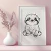 Cute Sloth In PDF And PNG