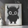 A whimsical illustration of a cute monster with a friendly face.