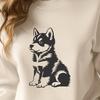 Cute Sitting Husky Clipart