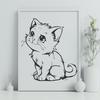 Artistic Sitting Cat Vector Illustration - SVG